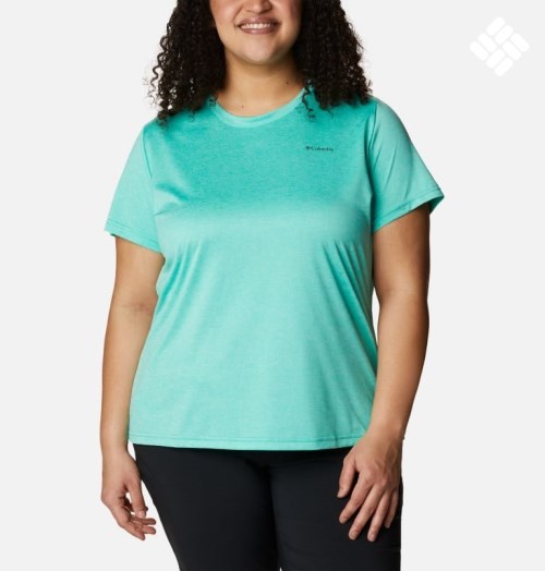 Women's Columbia Hike Short Sleeve Crew T Shirts Turquoise | Plus Size CA-D6458